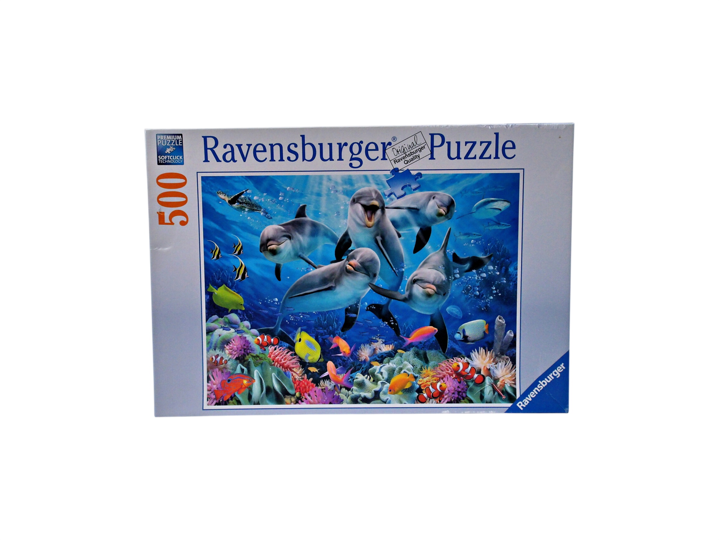 Puzzle 500 pièces - Dauphins sur le récif de corail  -  reconditionné disponible sur Label Emmaüs